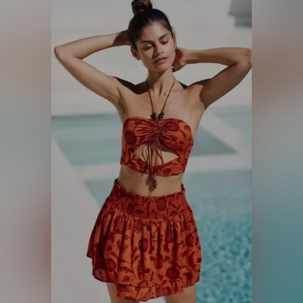 Anthropologie Beaded Skirt Set Size XL